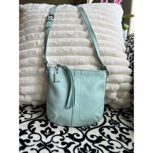 Vintage Coach Teal Leather Swingpack Crossbody y2k Aqua Tiffany Blue